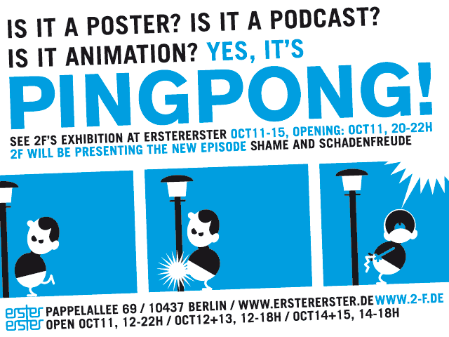 2F zeigt Pingpong Poster Podcast Animation bei Erster Erster